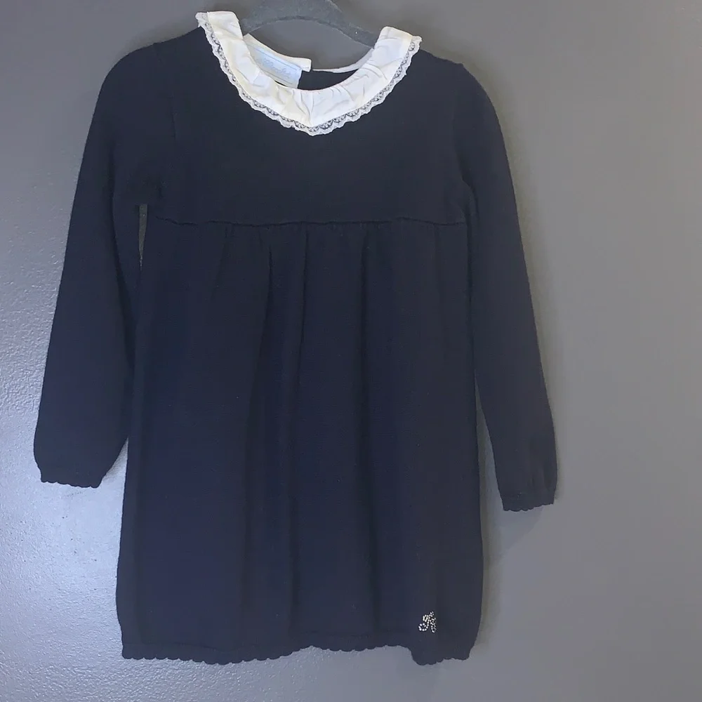 Tartine et Chocolat Navy Dress with White Collar Size 2A